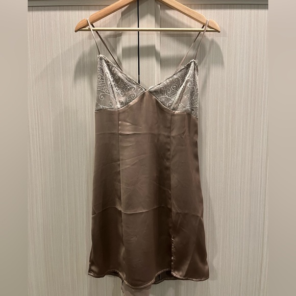 Garage Tan Lace-Trim Slip Dress - Picture 2 of 4